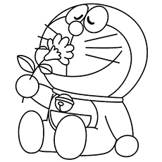 dibujo flor que huele a doraemon para colorear