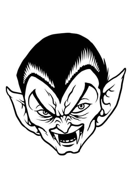 Dibujo de Cabeza Drácula Espeluznante para Colorear y Imprimir