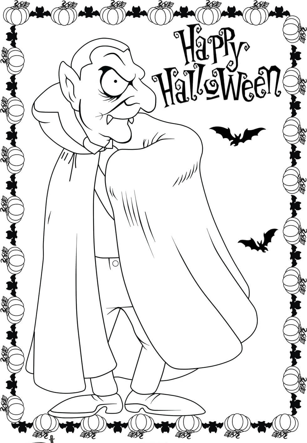 Dibujo de Drácula de Dibujos Animados para Colorear y Imprimir