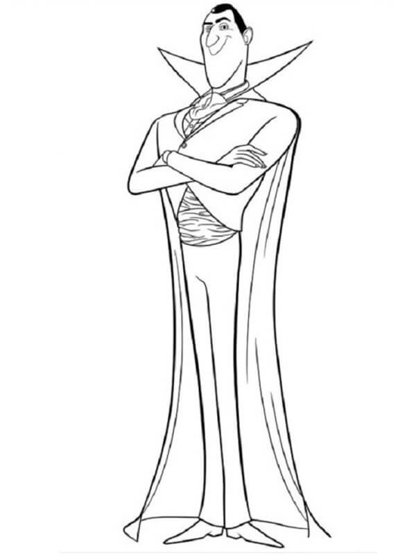 Dibujo de Drácula Sonriendo para Colorear y Imprimir