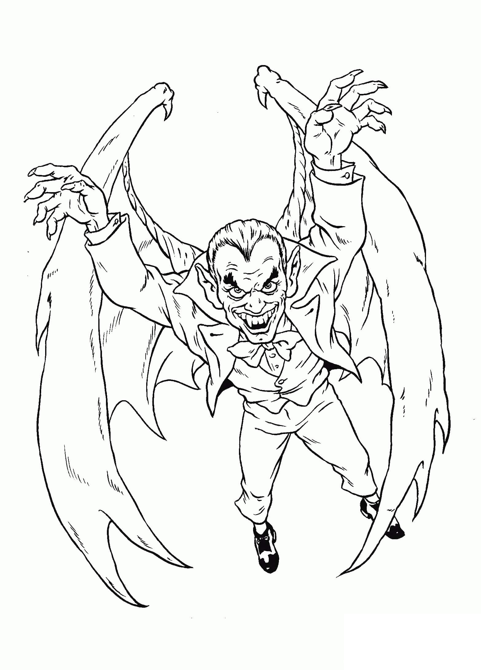 Dibujo de Drácula Volando para Colorear y Imprimir