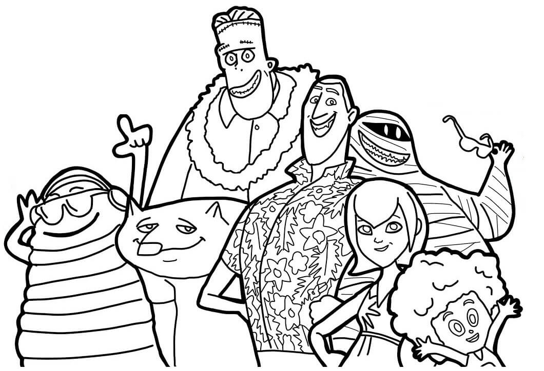 Dibujo de Drácula y Sus Amigos para Colorear y Imprimir