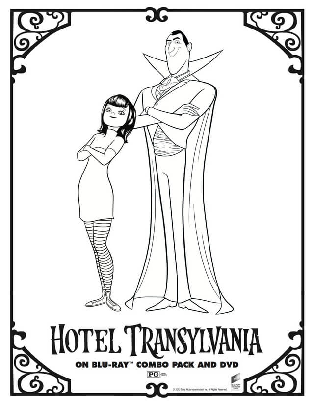 Dibujo de Mavis y Drácula para Colorear y Imprimir