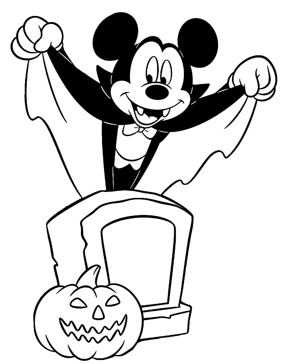 Dibujo de Mickey Drácula para Colorear y Imprimir