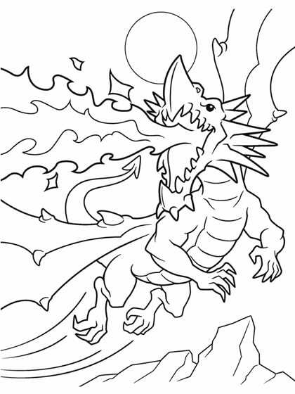 Dibujo Ataque De Dragon Para Colorear