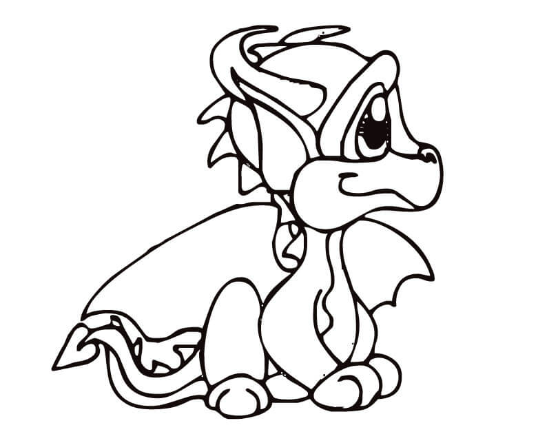 Dibujo Bebe Dragon Sentado Para Colorear