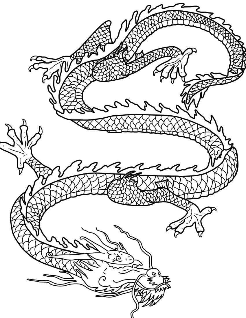 Dibujo Dragon Chino Fresco Volando Para Colorear