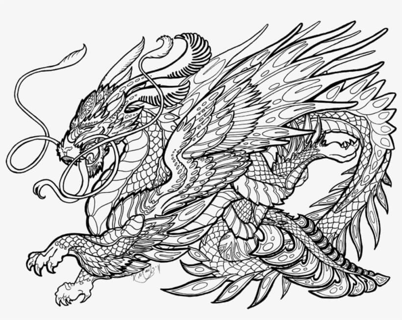 Dibujo Dragon Complicado Para Colorear