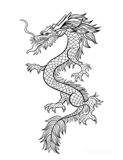 Dibujo Dragon De China Volando Para Colorear
