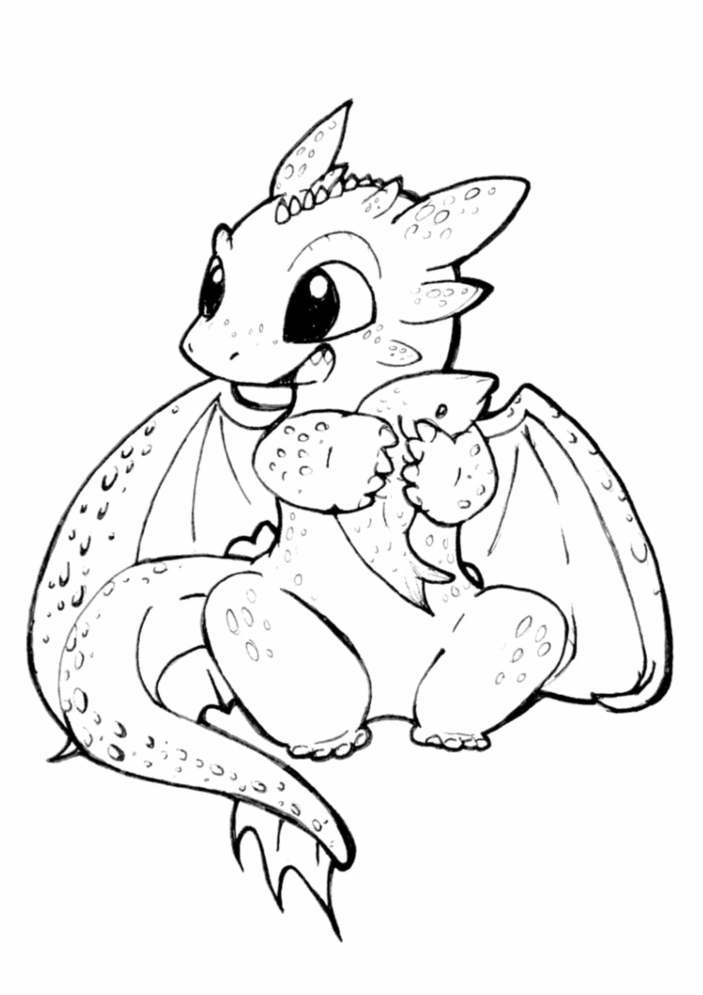 Dibujo Dragon De Dibujos Animados Comiendo Pescado Para Colorear