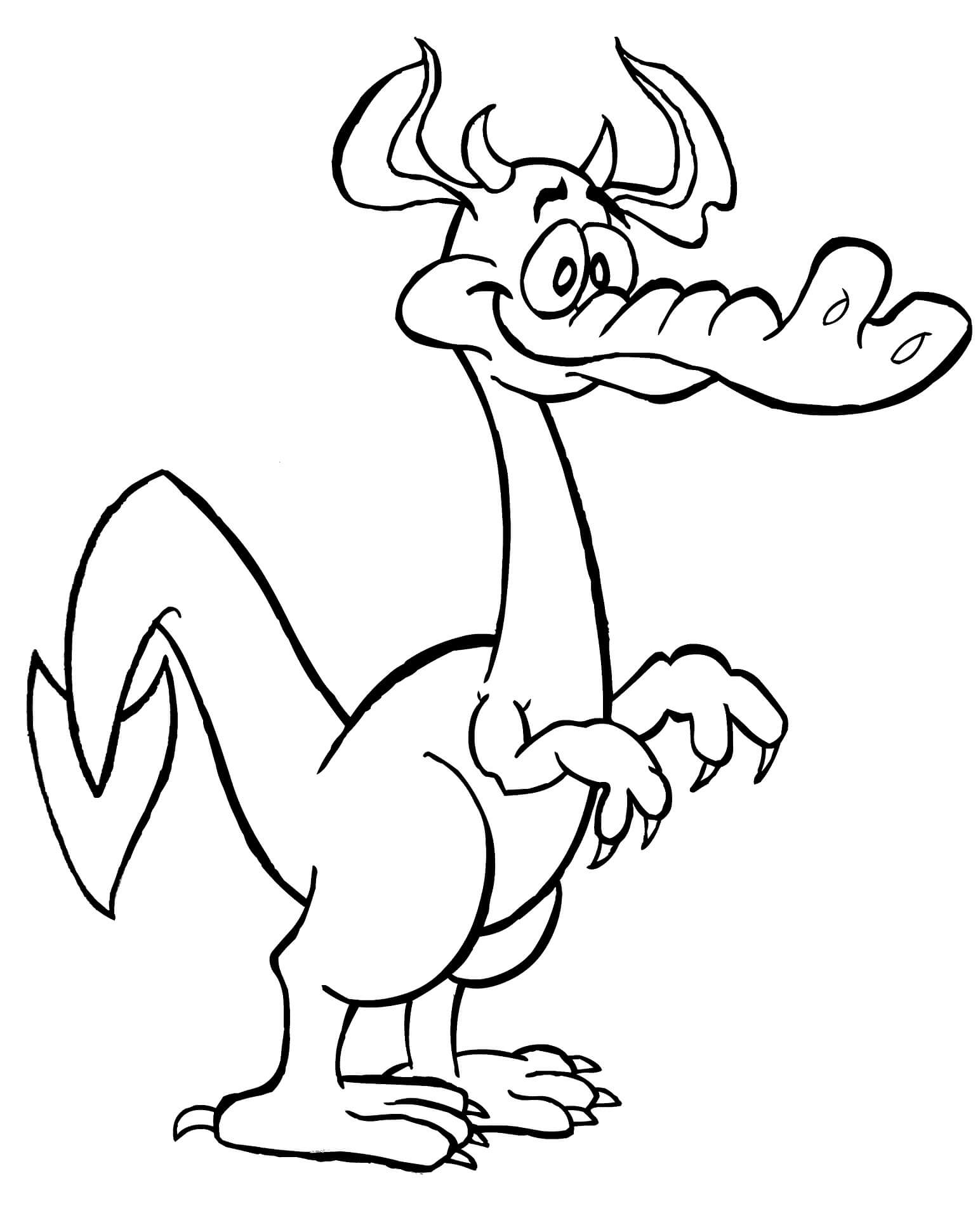 Dibujo Dragon De Dibujos Animados Divertido Para Colorear