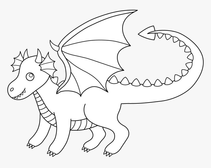 Dibujo Dragon De Dibujos Animados Lindo Para Colorear