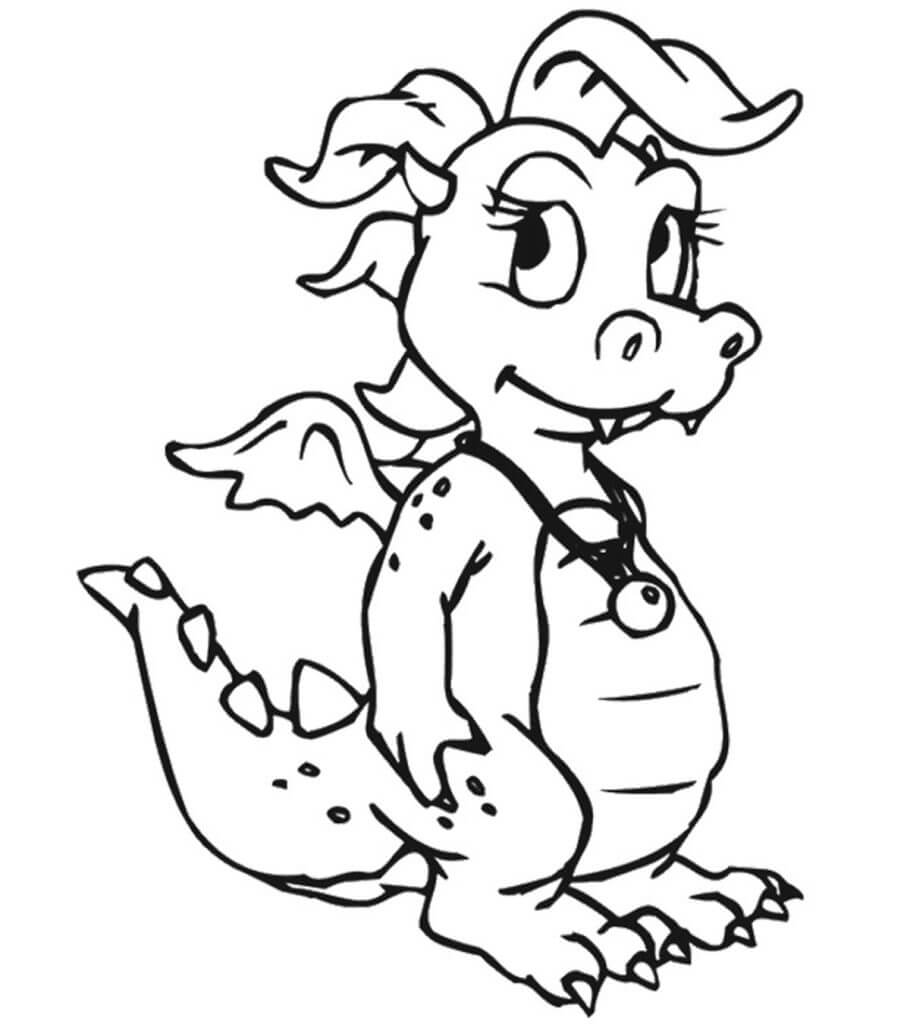 Dibujo Dragon De Pie Para Colorear