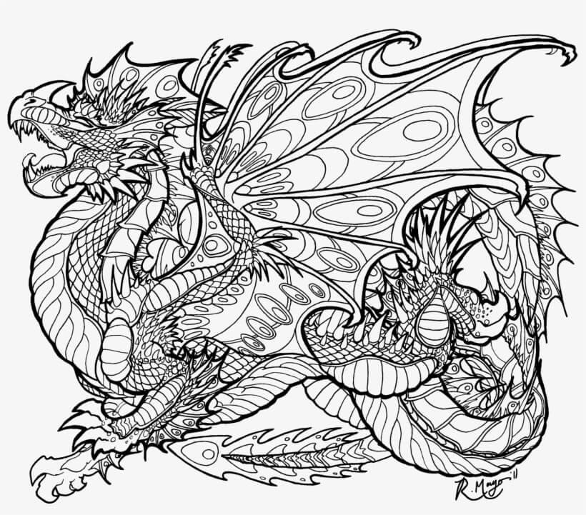 Dibujo Dragon Es Para Adultos Para Colorear