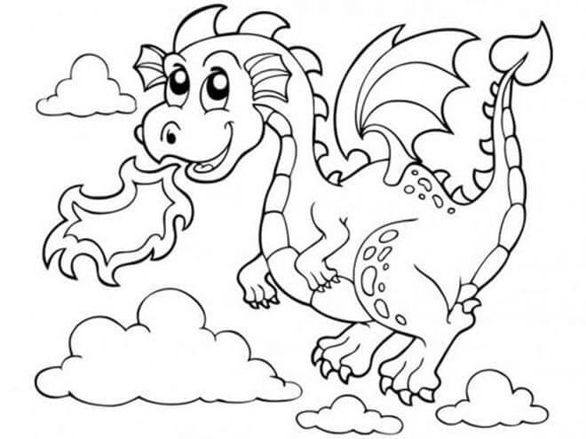 Dibujo Dragon Que Escupe Fuego Para Colorear