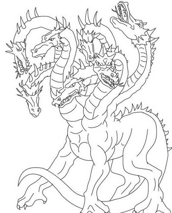 Dibujo Dragon Siete Cabezas Para Colorear