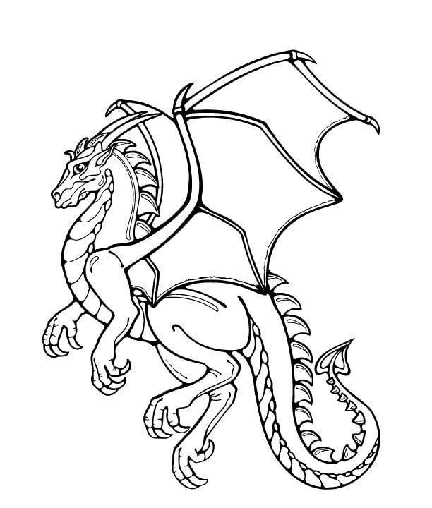 Dibujo Dragon Volador Duro Para Colorear