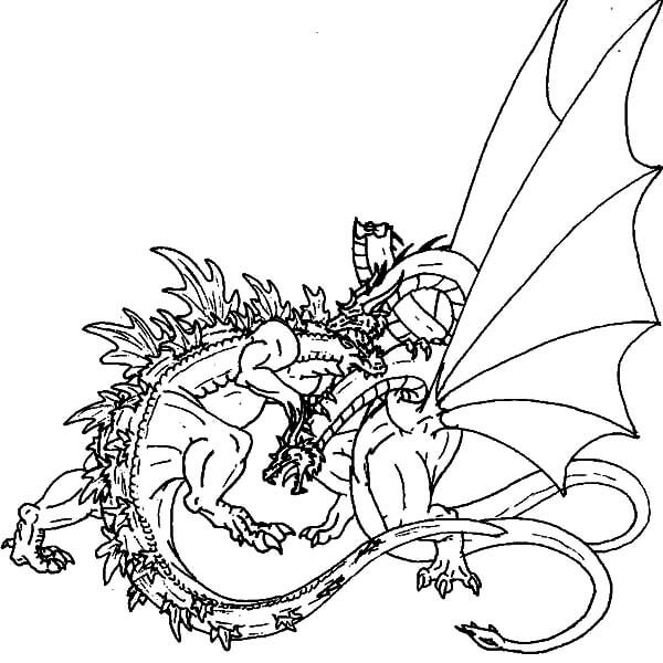 Dibujo Godzilla Vs Dragon Para Colorear