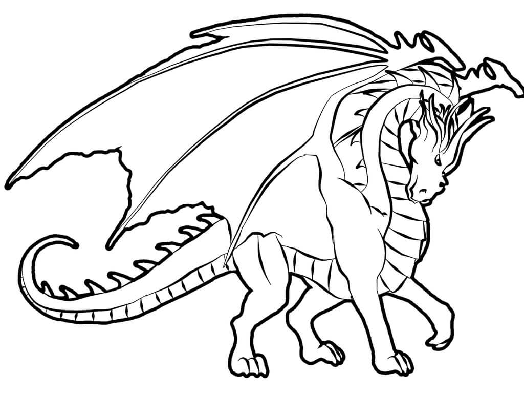 Dibujo Gran Dragon Volador Para Colorear