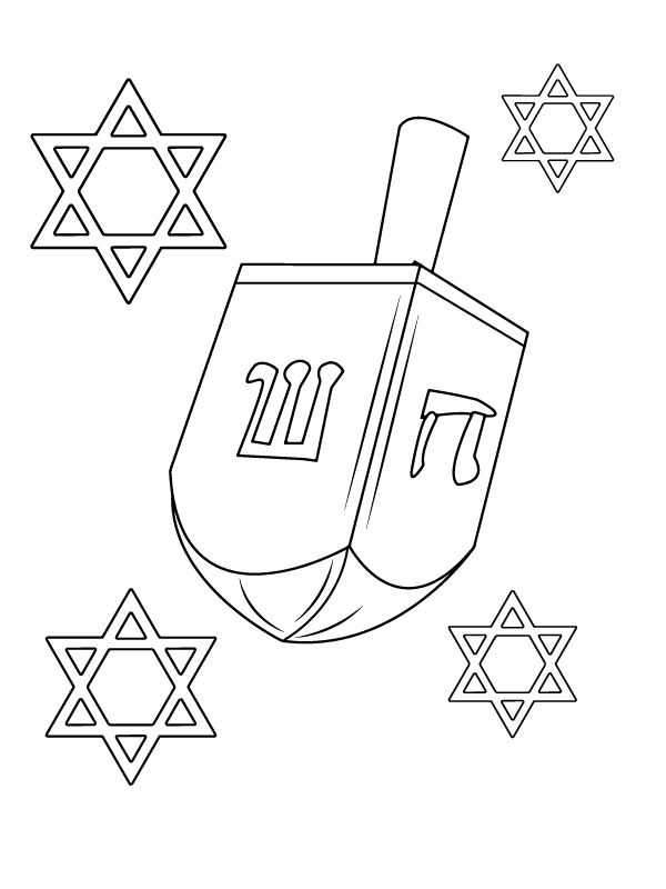 Dibujo de Dreidel And Hanukkah Coloring Pagepng para Colorear y Imprimir