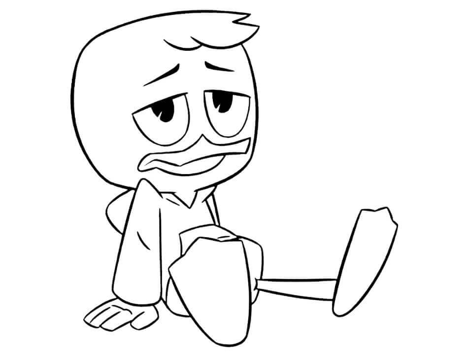 Dibujo de Cansado Louie Duck de Ducktales para Colorear y Imprimir