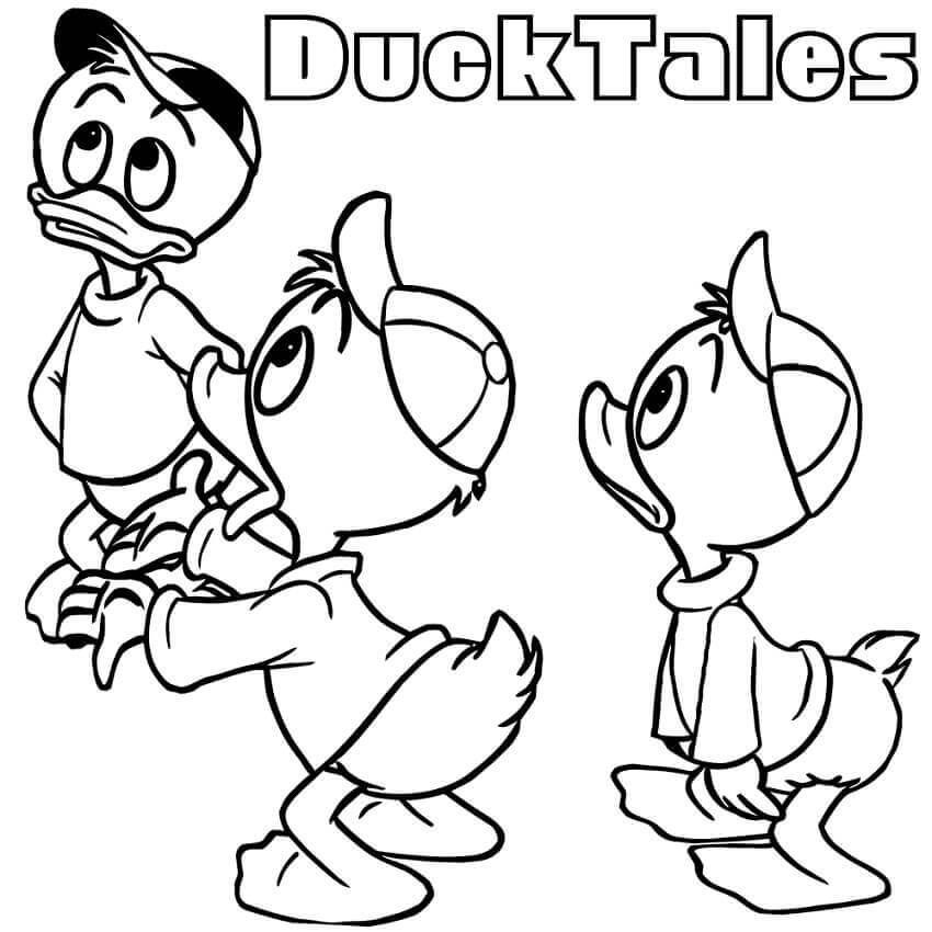 Dibujo de Huey Dewey y Louie de Ducktales para Colorear y Imprimir