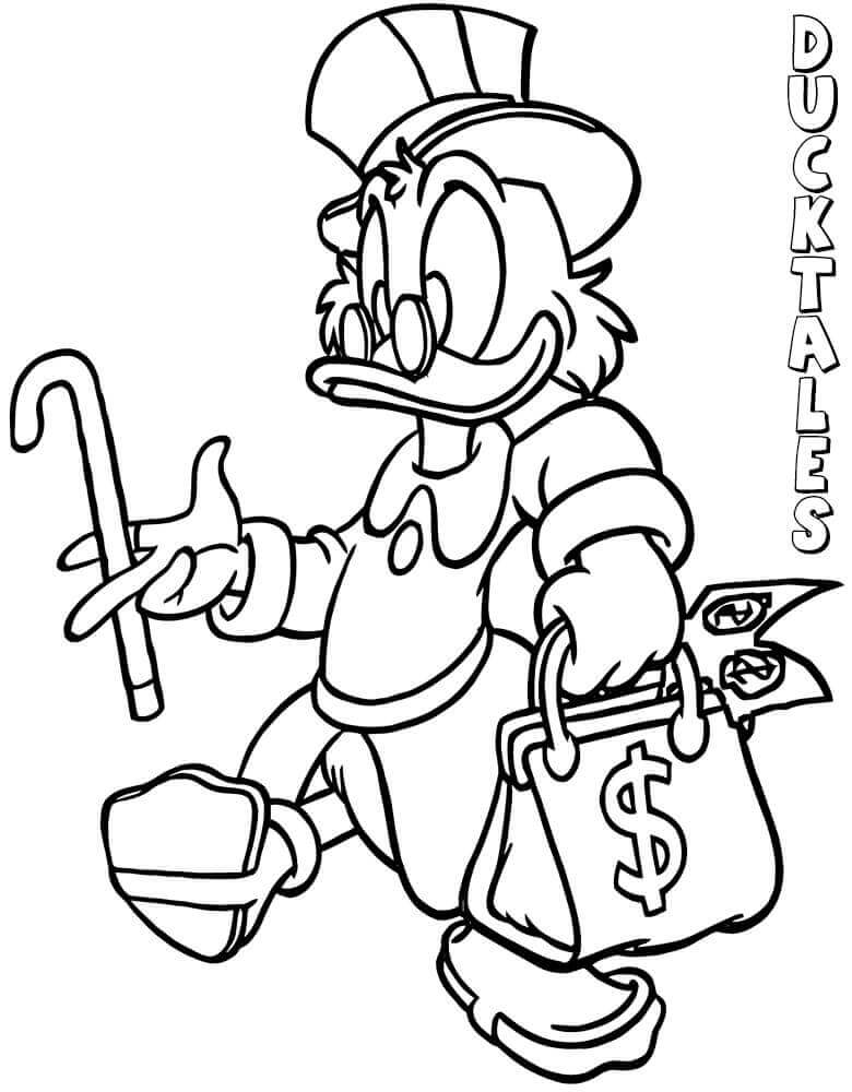 Dibujo de Scrooge Mcduck En Ducktales para Colorear y Imprimir
