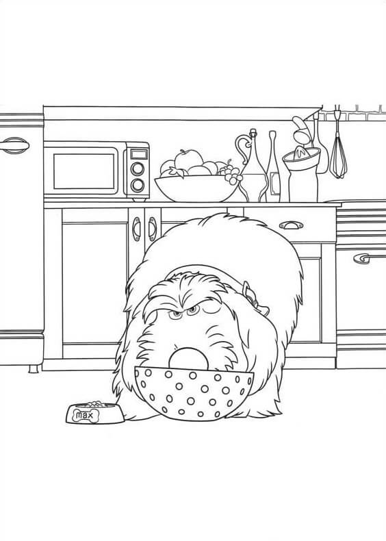 Dibujo de Duke Comiendo En La Cocina para Colorear y Imprimir
