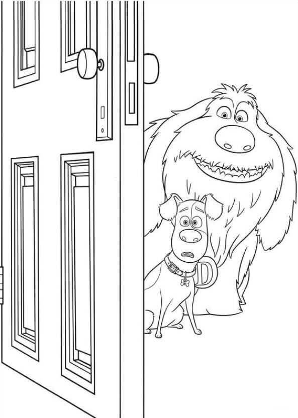 Dibujo de Duke y Max Abren Una Puerta para Colorear y Imprimir