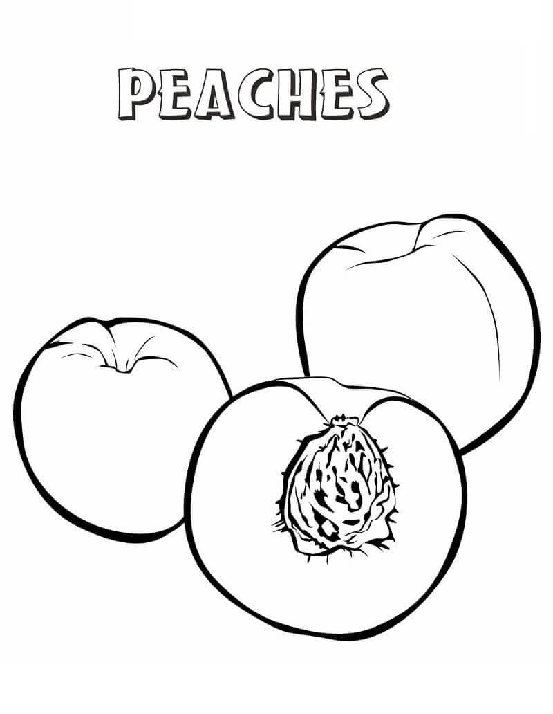 dibujo dos duraznos y medio para colorear