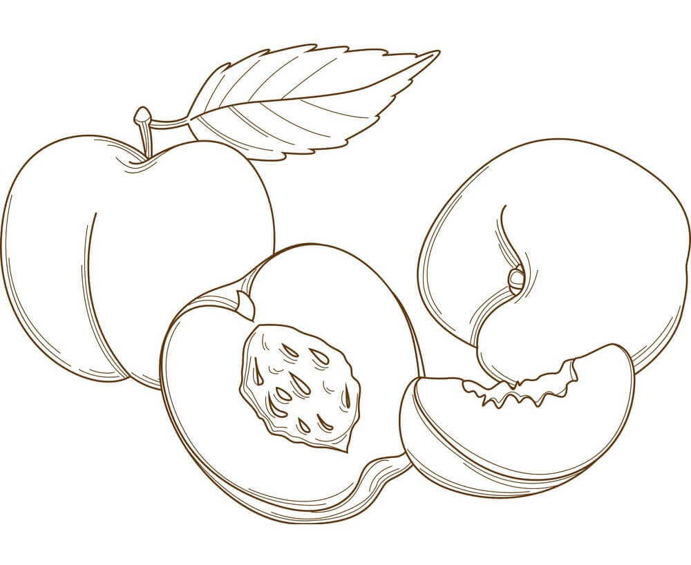 dibujo melocotones frutas para colorear