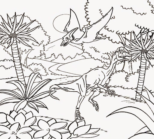 Dibujo de Dinosaurio de La Edad de Piedra para Colorear y Imprimir