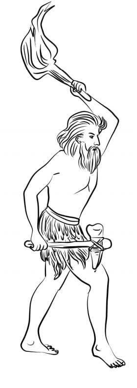 Dibujo de Hombre de La Edad de Piedra para Colorear y Imprimir