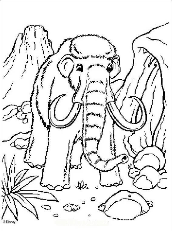 Dibujo de Mamut Caminando para Colorear y Imprimir