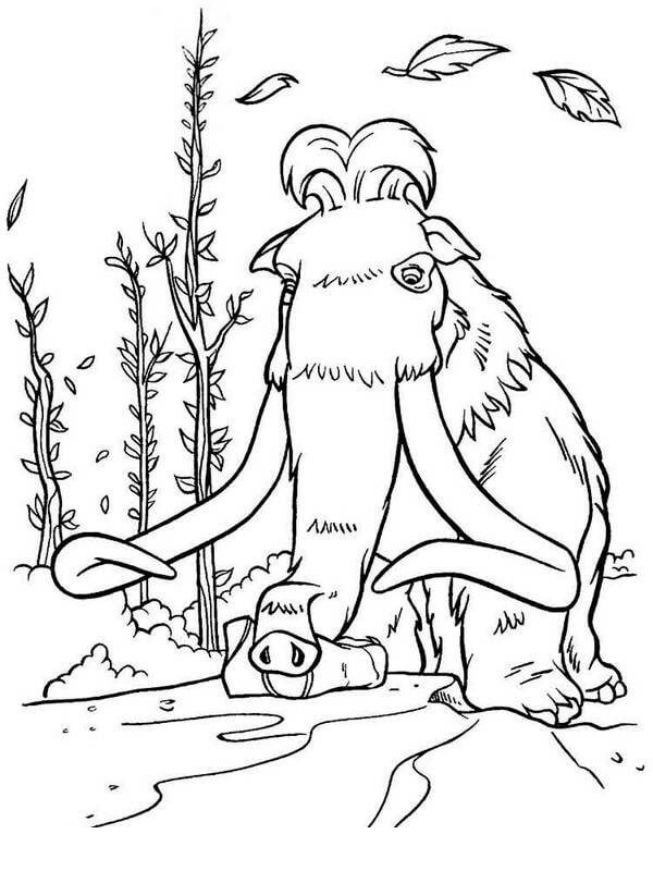 Dibujo de Mamut Genial para Colorear y Imprimir