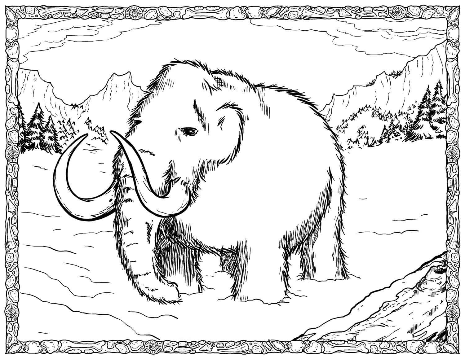 Dibujo de Mamut Lanudo para Colorear y Imprimir