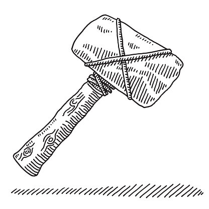 Dibujo de Martillo de Herramientas de La Edad de Piedra para Colorear y Imprimir