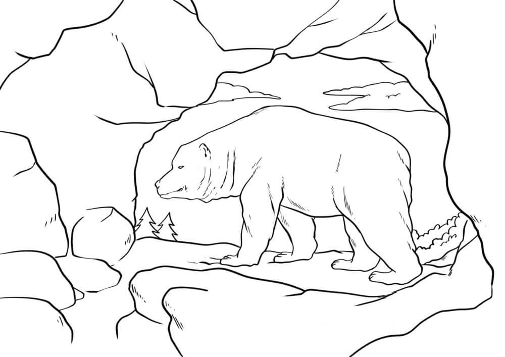 Dibujo de Osos Polares En La Edad de Piedra para Colorear y Imprimir