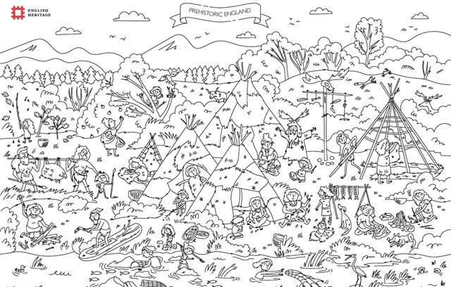 Dibujo de Sociedad Primitiva para Colorear y Imprimir