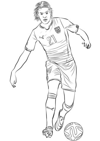 Dibujo de Edinson Cavani Pateando La Pelota para Colorear y Imprimir