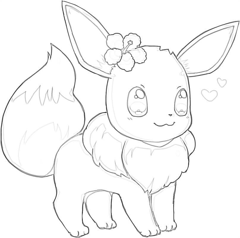Dibujo de Adorable Eevee para Colorear y Imprimir