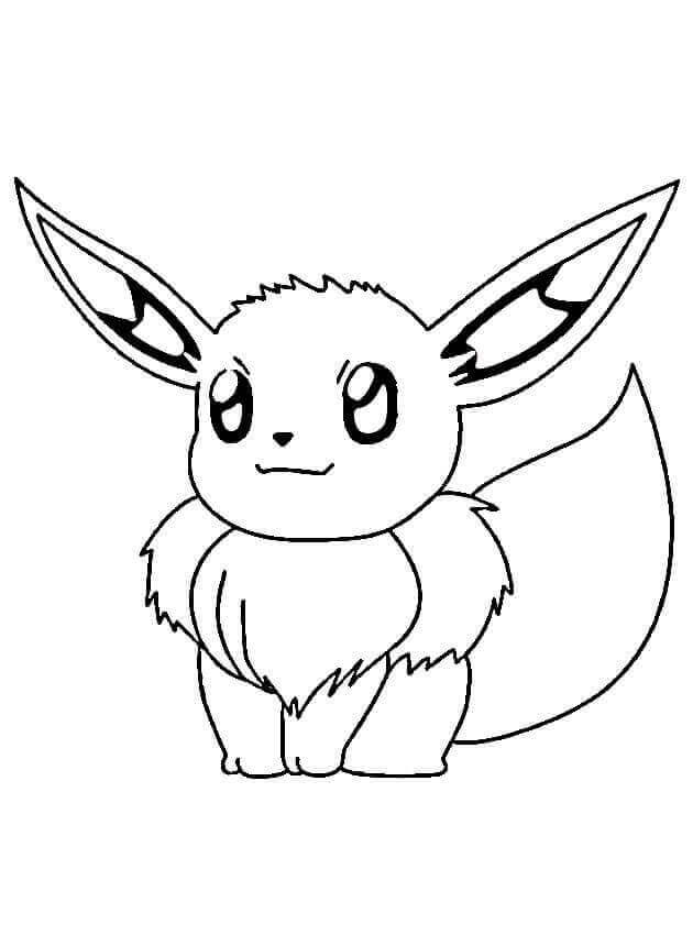 Dibujo de Adorable Pokémon Eevee para Colorear y Imprimir