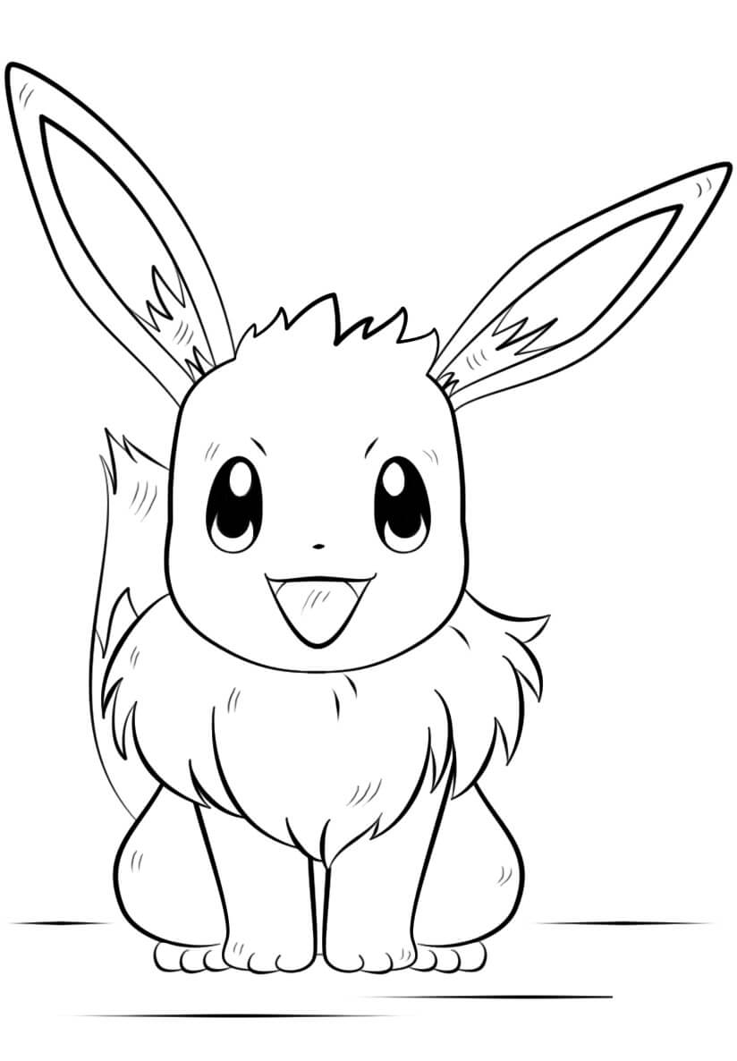 Dibujo de Eevee Divertido para Colorear y Imprimir