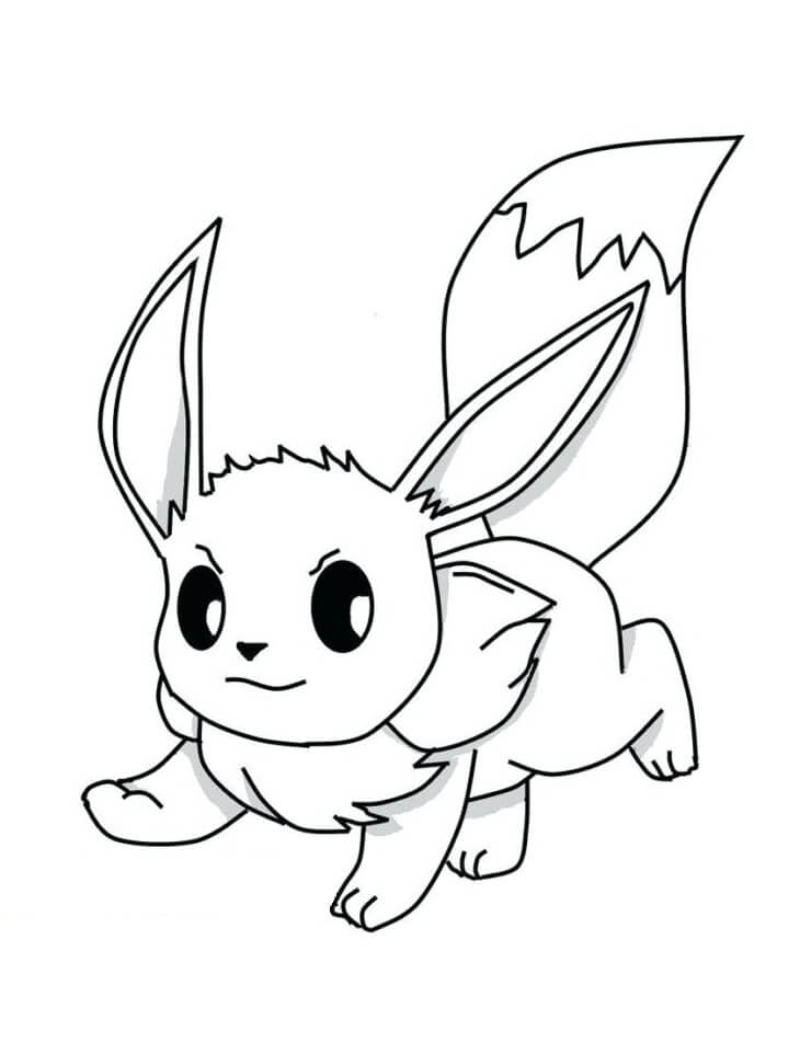 Dibujo de Eevee Está Corriendo para Colorear y Imprimir