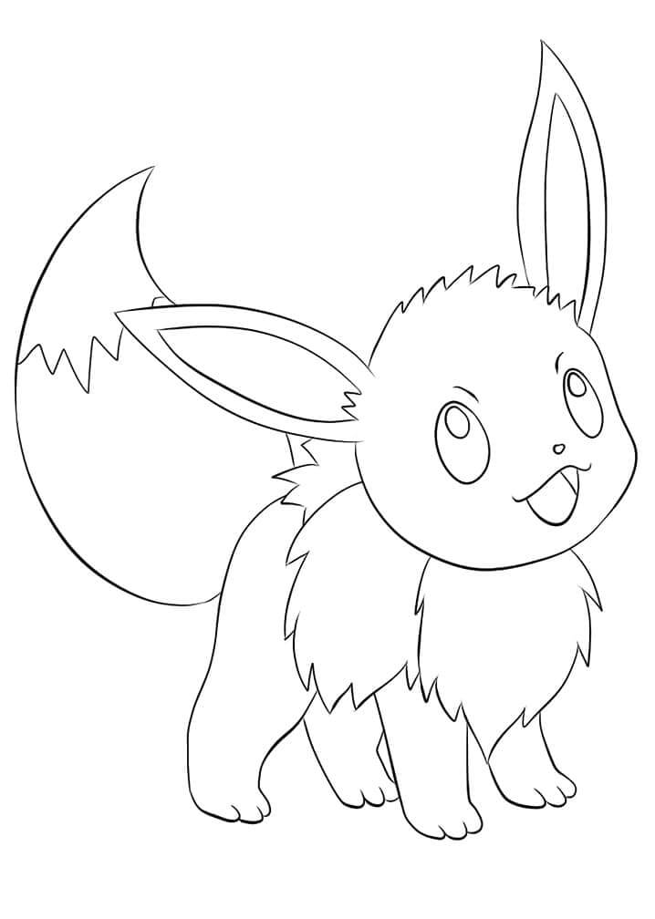 Dibujo de Eevee ¡Feliz para Colorear y Imprimir