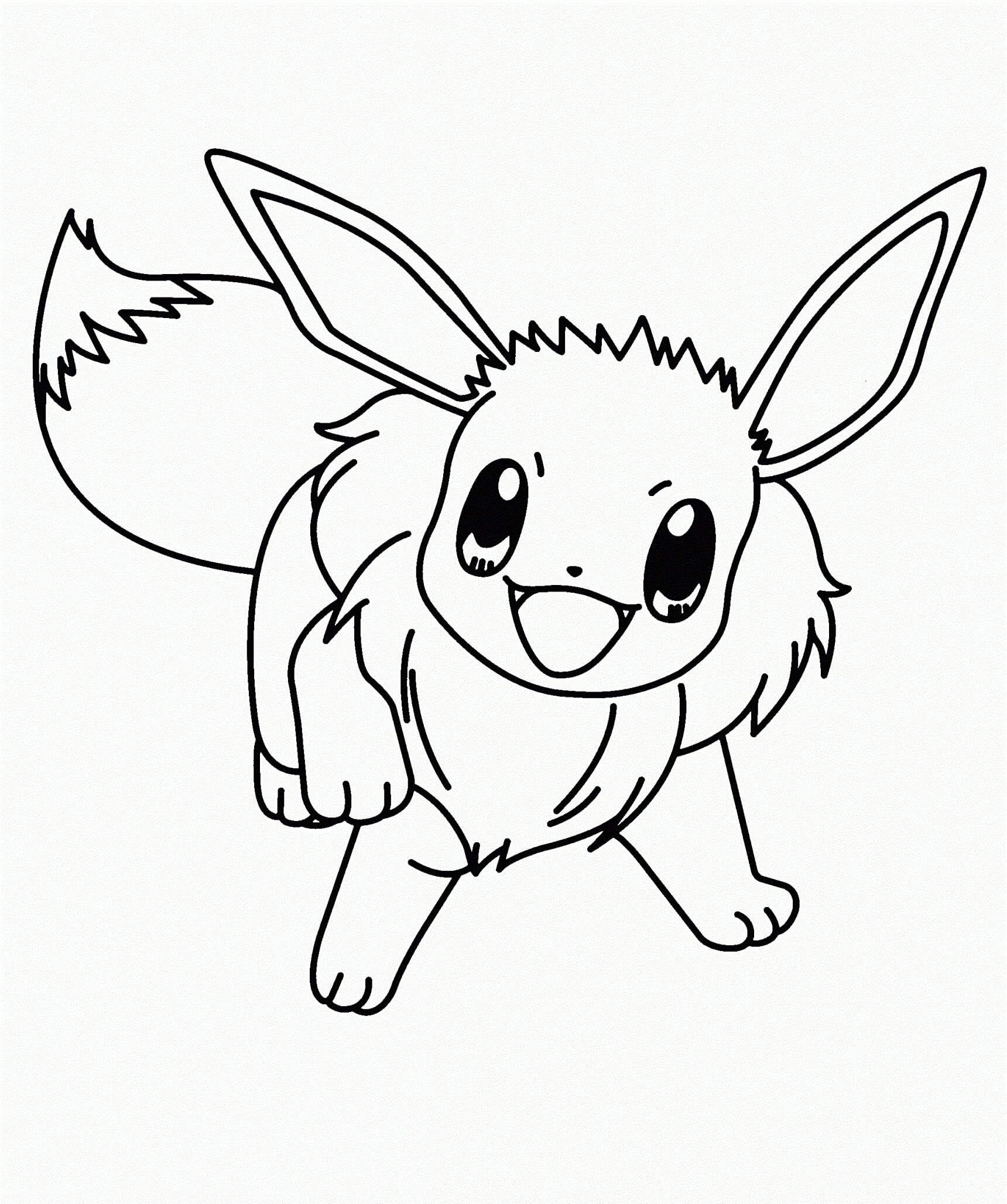Dibujo de Eevee Quiere Jugar para Colorear y Imprimir