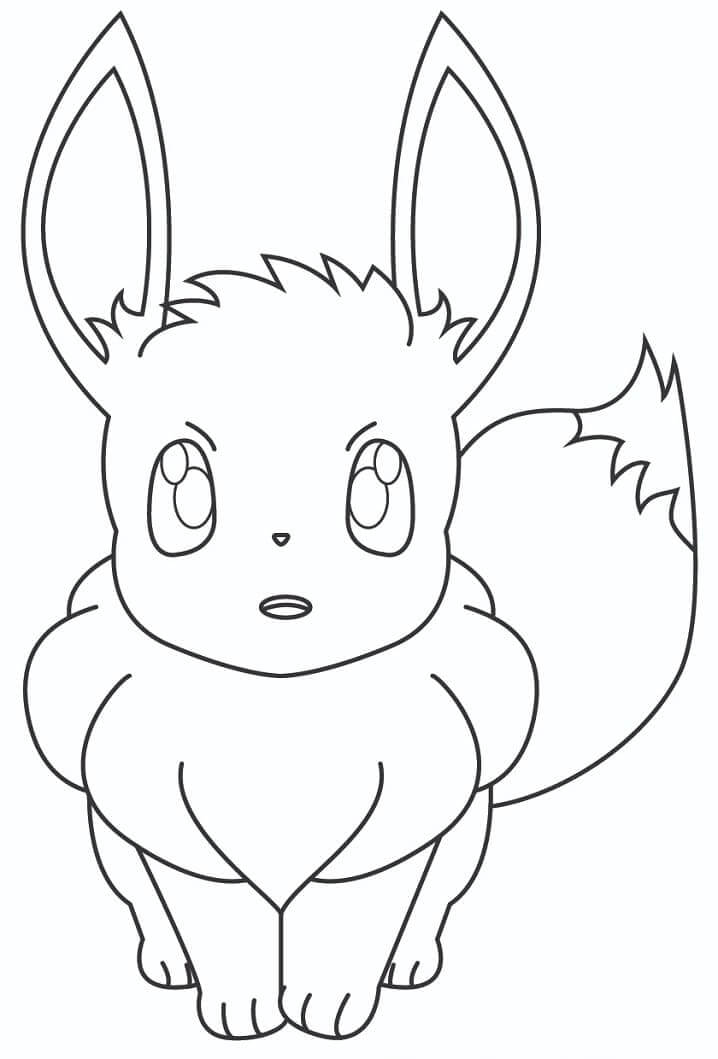 Dibujo de Eevee Sentado para Colorear y Imprimir