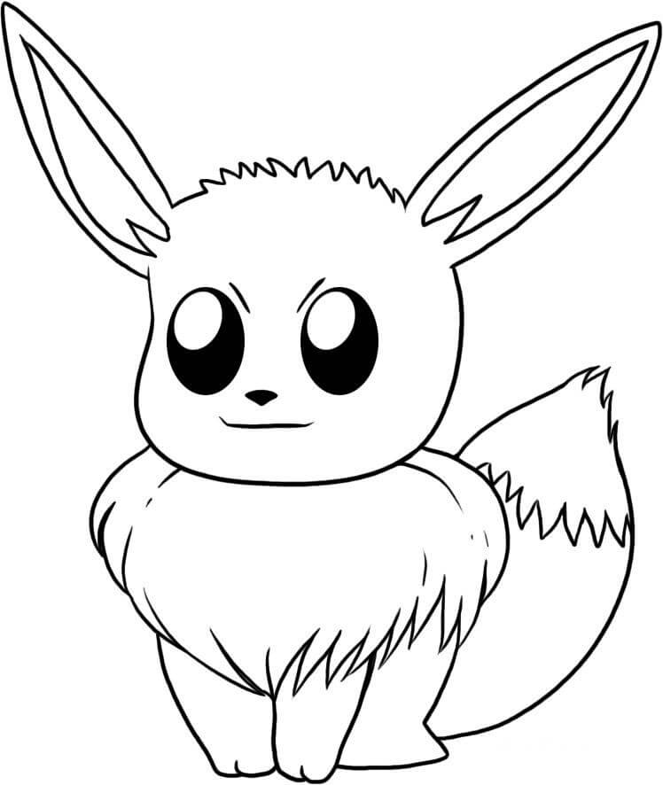 Dibujo de Eevee Sonriendo para Colorear y Imprimir