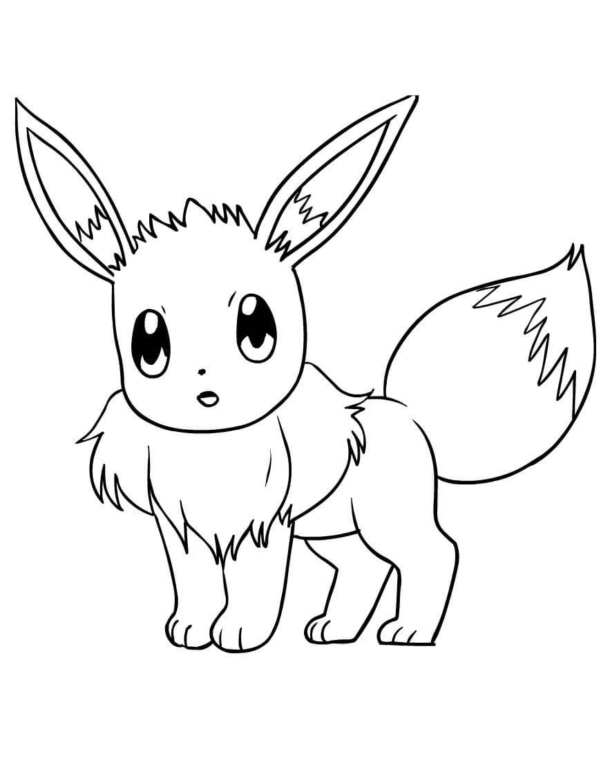Dibujo de Eevee Sorpresa para Colorear y Imprimir