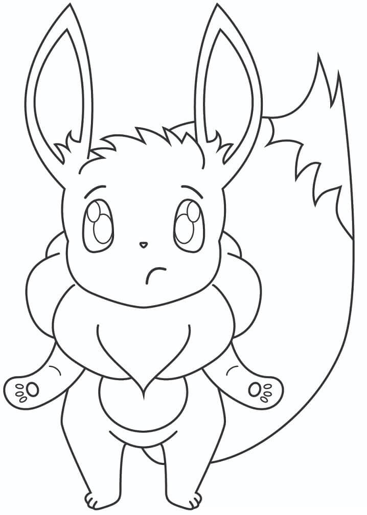 Dibujo de Eevee Triste para Colorear y Imprimir